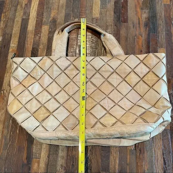 MONSERTA DE LUCCA tan Italian 100% genuine stitched leather handbag tote. - Picture 13 of 14